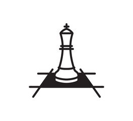 vector illustration black line of king chess piece on the floor icon design template isolated on white background