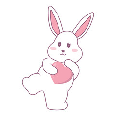 Cute Rabbit Illustration in Cartoon Design and Concept. Isolated Vector Clipart.