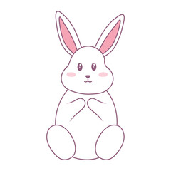 Cute Rabbit Illustration in Cartoon Design and Concept. Isolated Vector Clipart.