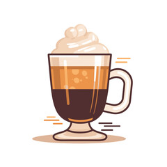 Creamy coffee beverage served in a clear glass mug with whipped cream on top, perfect for a cozy afternoon