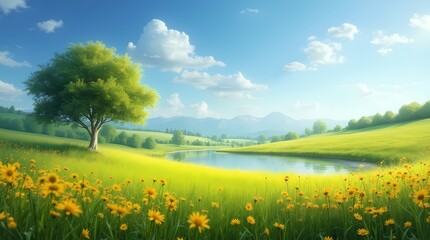 Fototapeta premium Wallpaper beautiful summer landscape