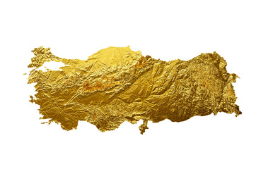 Turkey Map Golden metal Color Height map Background 3d illustration
