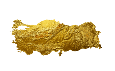 Turkey Map Golden metal Color Height map Background 3d illustration
