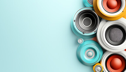 Vibrant sound waves urban environment speaker collection colorful background abstract viewpoint resonance in design