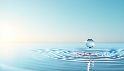 Sound of water droplets resonating in tranquil nature serene landscape minimalist perspective on calmness