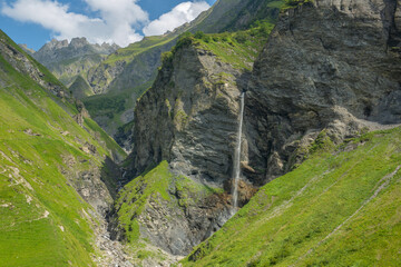 Scenic Piltschinabachfall waterfall in Weisstannen St. Gallen Canton Switzerland	