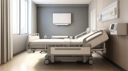 Fototapeta premium Hospital intensive care unit with medical staff monitoring critical patient, life support systems in action, and compassionate care in a high-stakes environment. 