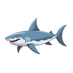Fototapeta premium Cartoon representation of a shark swimming in ocean waters during daytime