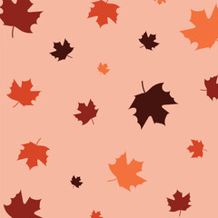 Seamless pattern of maple leaves. Autumn concept. Vector Illustration