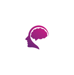 Human silhouette with brain. Human icon profile with brain. Human mind sign