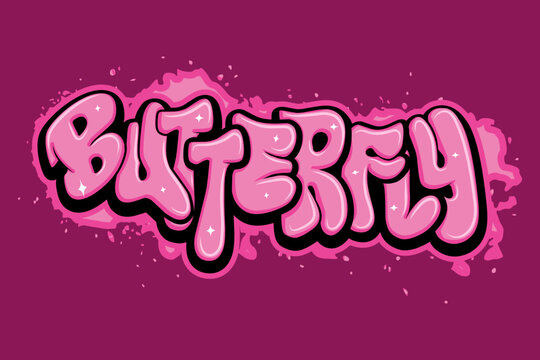 butterfly graffiti lettering typography art