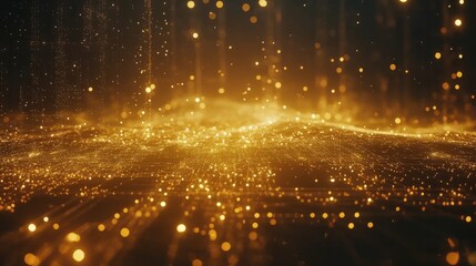 Digital cyberspace with particles and Digital data network connections concept.