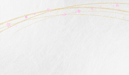 桜と金色のラインとテクスチャーのあるシルバーの背景（アブストラクト）