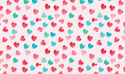Beautiful seamless watercolor heart pattern. Perfect for Valentine's Day cards, wrapping paper, invitations, or romantic crafts!