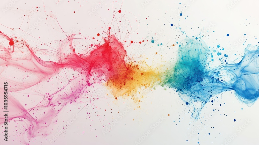 Poster global network with colorful ink square connection points