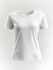 White women's t-shirt mockup with short sleeves.