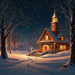 Fototapeta premium Christmas house in the woods