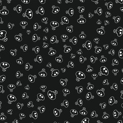 Happy halloween skull skeleton spooky pattern background. Vector illustration