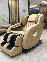 Comfortable Single-Seated Sand Beige Massage Chair