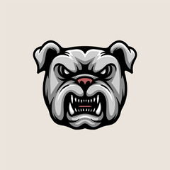 bulldog head logo colored isolated drawing line art style sketch classic vintage design illustration