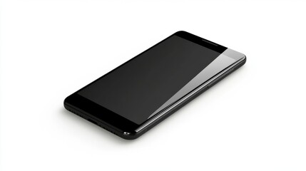 Realistic smartphone in jet black, blank display, placed on a white background for UI design presentations