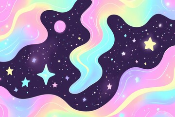 Fototapeta premium Holographic neon galaxy background dreamy space waves wallpaper