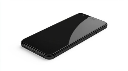 Realistic smartphone mockup with rounded corners and a sleek black finish, isolated on white background