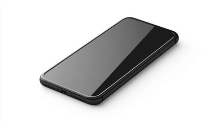 Realistic smartphone mockup with rounded corners and a sleek black finish, isolated on white background 