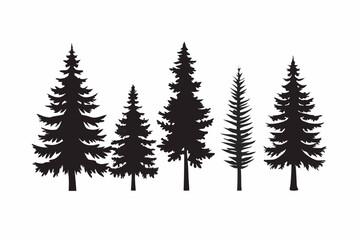 Minimalist Pine Tree Silhouettes Vector Art for Nature and Outdoor Themes


