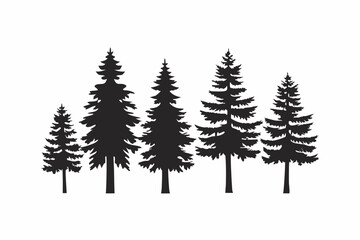 Minimalist Pine Tree Silhouettes Vector Art for Nature and Outdoor Themes

