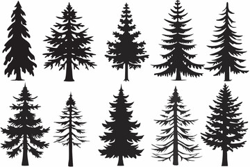 Obraz premium Minimalist Pine Tree Silhouettes Vector Art for Nature and Outdoor Themes