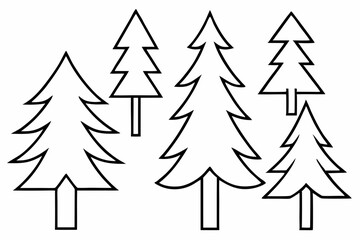 Fototapeta premium Minimalist Pine Tree Silhouettes Vector Art for Nature and Outdoor Themes