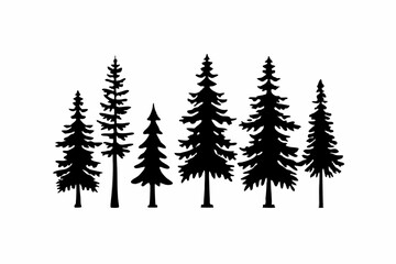 Fototapeta premium Minimalist Pine Tree Silhouettes Vector Art for Nature and Outdoor Themes