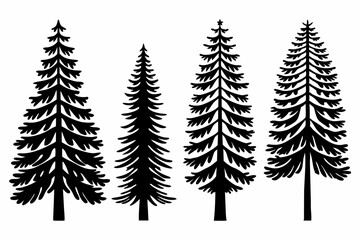 Fototapeta premium Minimalist Pine Tree Silhouettes Vector Art for Nature and Outdoor Themes