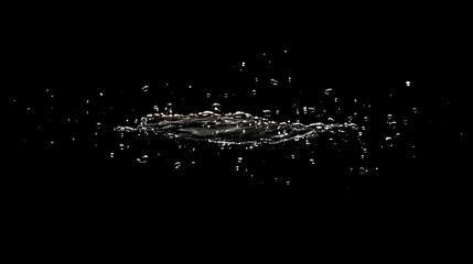 Slow-motion shot of water droplets falling into water, captured against a black background for an elegant and minimalist feel