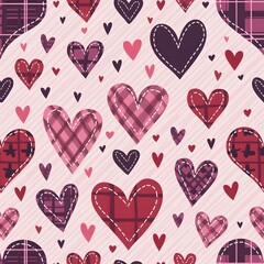 Playful hearts on a pastel grid background.