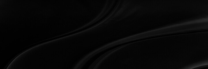 Black gray satin dark fabric texture luxurious shiny that is abstract silk cloth background with patterns soft waves blur beautiful.