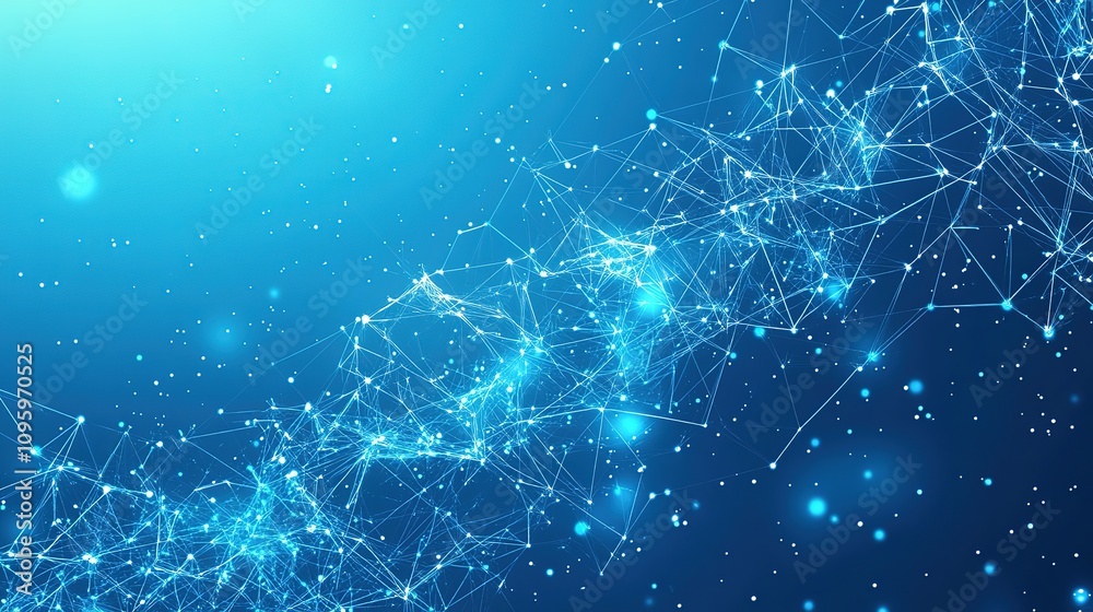 Poster artificial intelligence creating an ebook with polygonal design of interconnected lines and points o