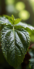 leaf with drops of water