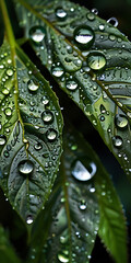 water drops on leaf