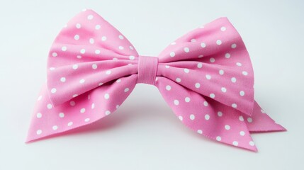 Pink ribbon bow for children isolated on white