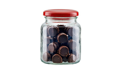 Red-Lid Jar of Chocolate Candies
