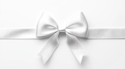 White ribbon bow isolated on white