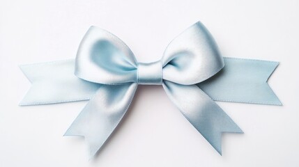 Blue ribbon bow isolated on white