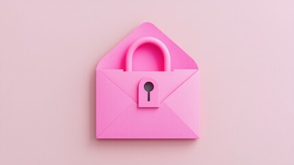 Obraz premium Anti tracking security concept. A pink envelope with a lock displayed on a light pink background, symbolizing privacy and security in communication.