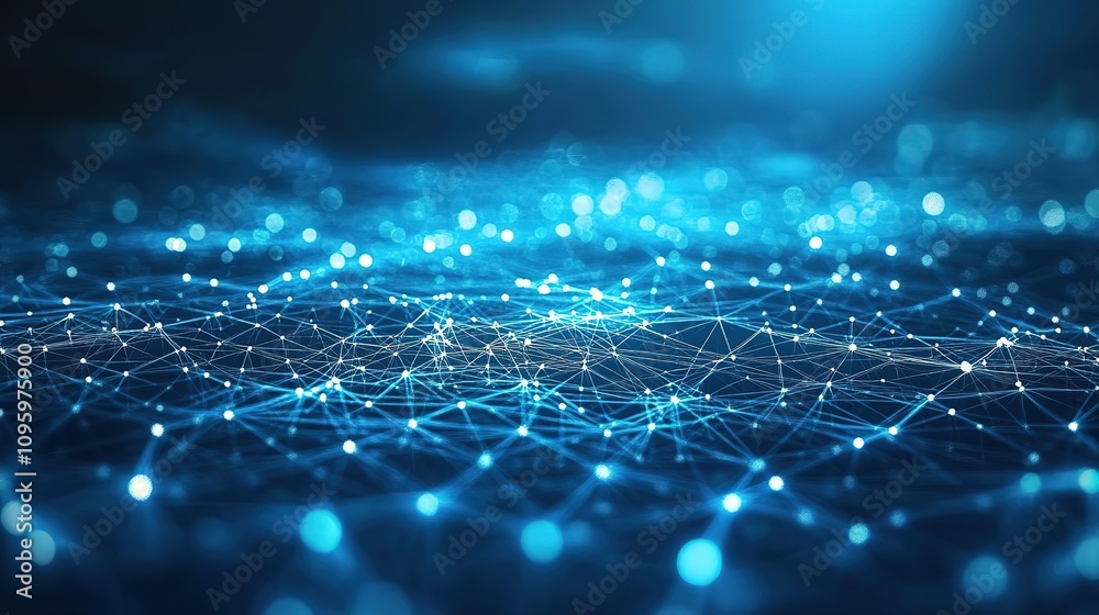 Poster artificial intelligence creating an ebook with polygonal design of interconnected lines and points o