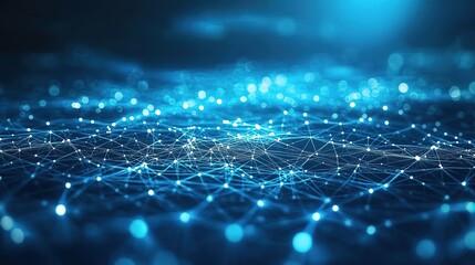 Obraz premium Artificial intelligence creating an ebook with polygonal design of interconnected lines and points on a blue background 8k Resolution