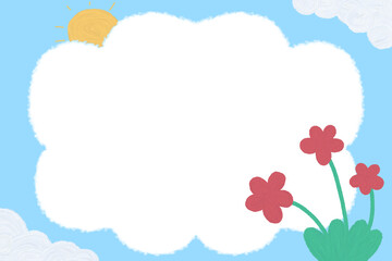 frame with flowers and sky