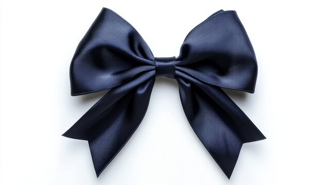 Dark bule ribbon bow isolated on white