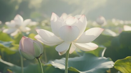 Obraz premium Soft Lotus Flower with Rays of Light